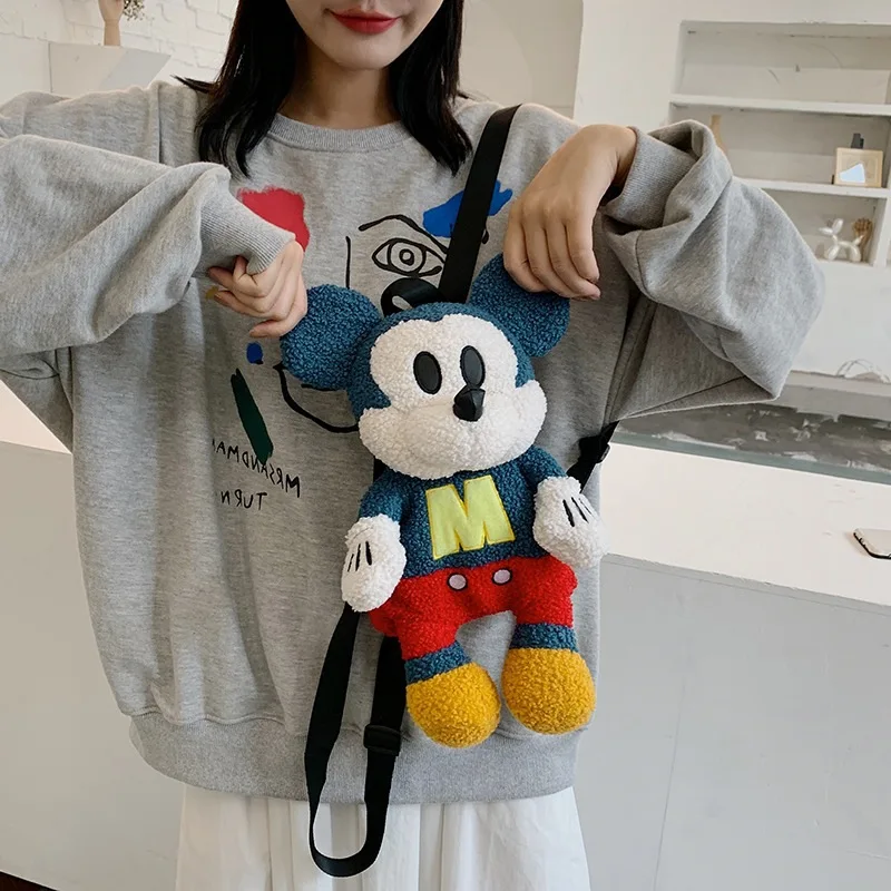 MINISO Disney pluszowa torba dziewczynka 2023 wiosna i lato nowy lalki z kreskówek plecak dla dzieci dziewczyna uroczy plecak Mickey pluszowa torba