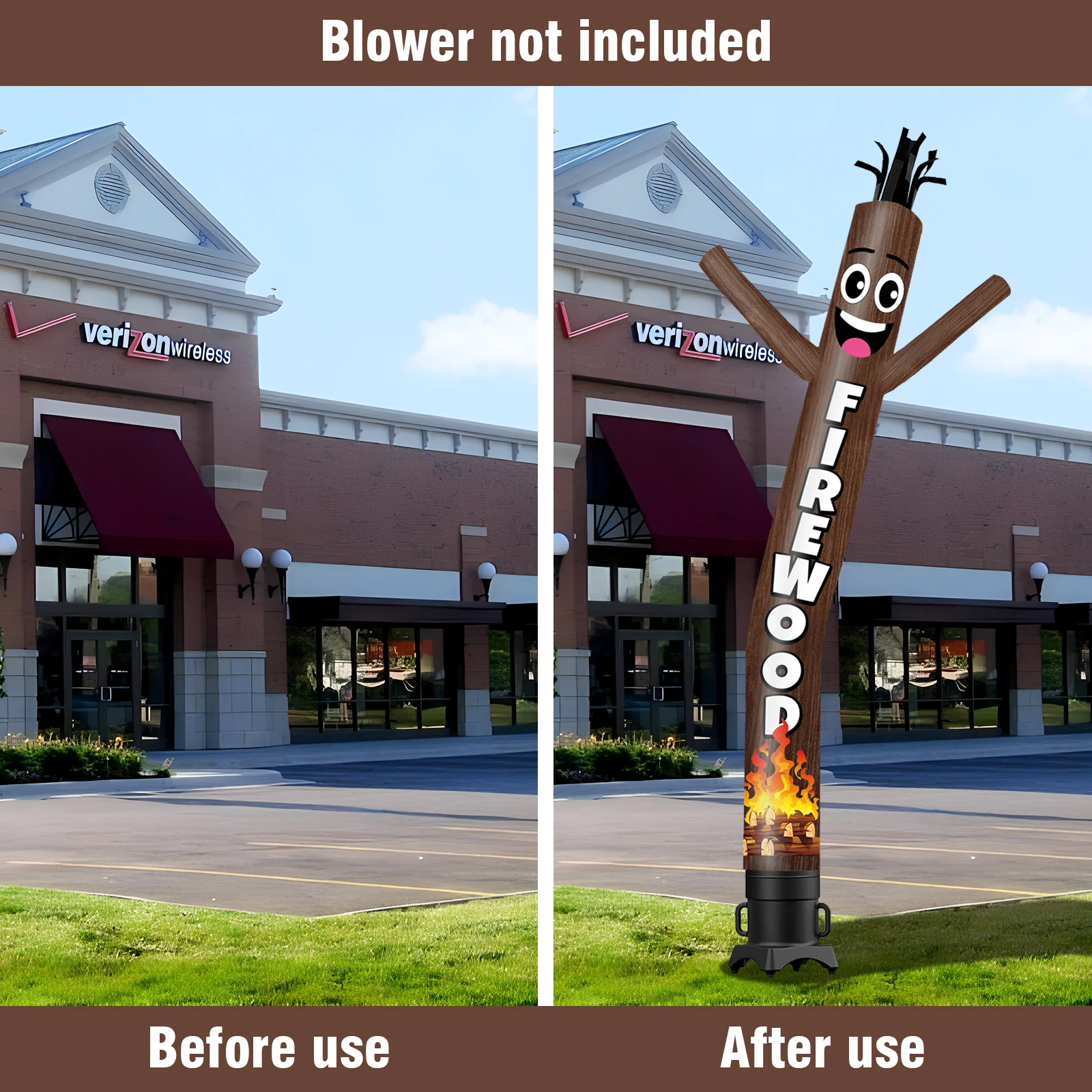 6/10/15/20FT Tall Inflatable Firewood Dancing Guy for Outdoor Decoration Advertising(Blower Not Included)