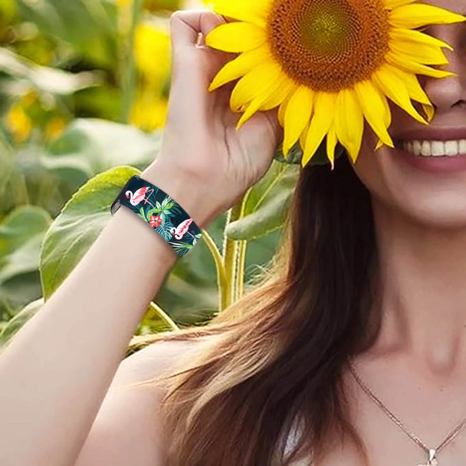 حزام طباعة فلامنغو الاستوائية لسلسلة ساعات أبل 11/10/9/SE، سوار سيليكون ناعم مقاوم للماء 46 مم 45 مم 44 مم 42 مم