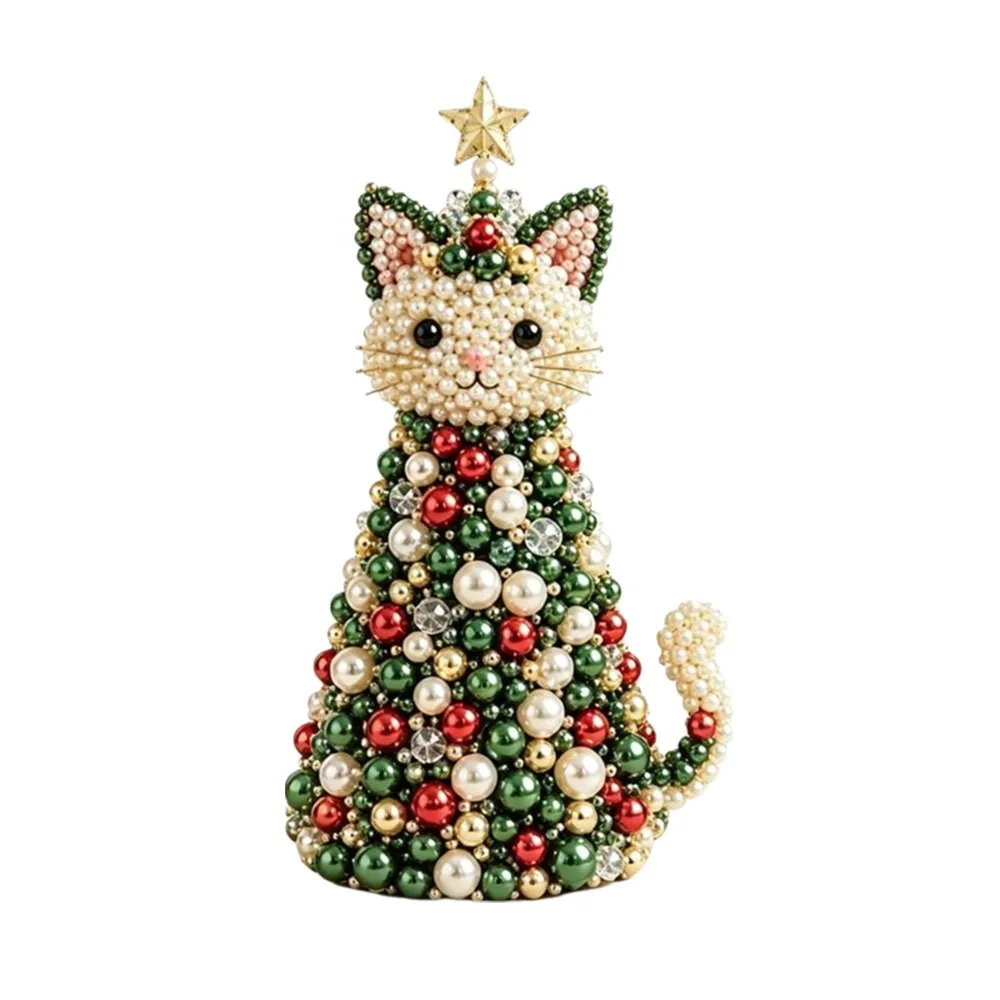 Multicolor Beaded Christmas Tree Kit Home Tabletop Size Crystal Beads DIY Ornament Making Set Dreamy Style Creative Craft Design