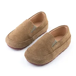 Mocasines de estilo coreano para niños, zapatos sencillos de Color sólido, suaves y versátiles, con punta redonda y borlas, sin cordones, informales, a la moda