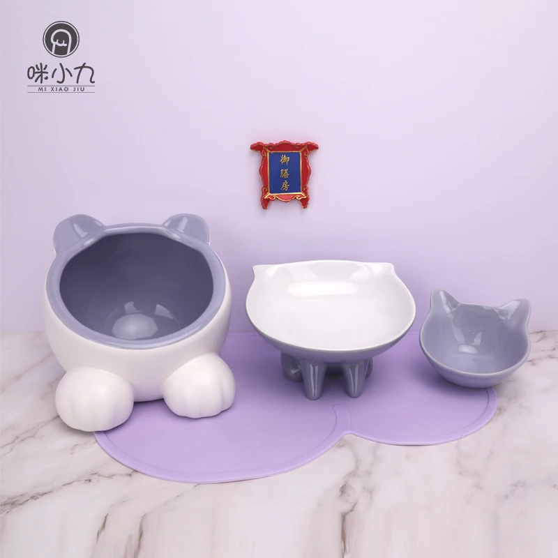 Ceramic cat bowl foot and drink tilted mouth protection cervical spine pet Garfield grain basin