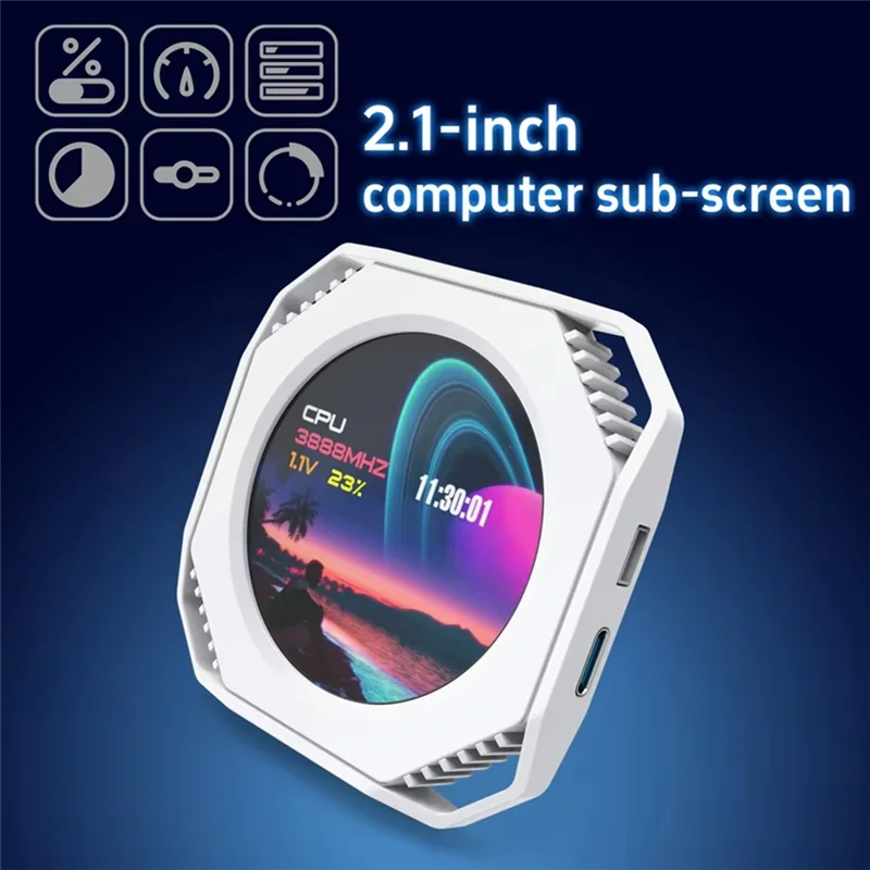 FFYY-Dr21 visuel 2.1 pouces Usb ordinateur bricolage surveillance dynamique Type C écran secondaire affichage modifiable écran refroidi à l'eau