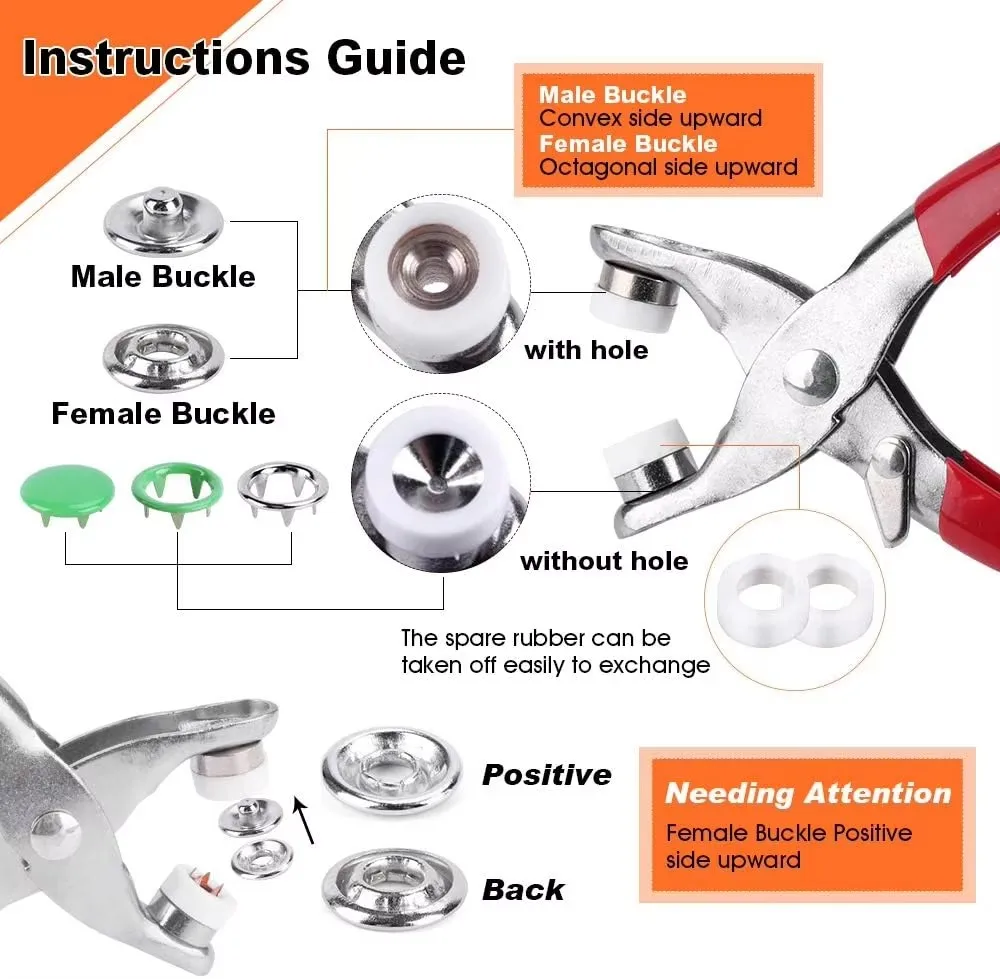 Plier Tool/50/100 Set Metal Sewing Buttons Hollow Solid Five-claw Buckle Metal Snap Buttons For Installing Clothes DIY Craft