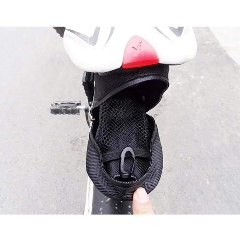 

Tail Bag Bike Saddle Bags Cycling Pouch Black Waterproof Zipper Reflective Straps 600D Material Rear Mount Hook Loop Straps Mesh