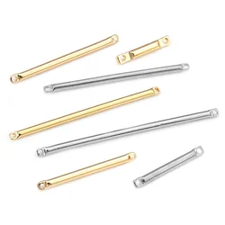 18K Gold Color Brass 2 Holes Round Connect Rod Charms High Quality Diy Jewelry Making Necklace Earrings Accessories for Women