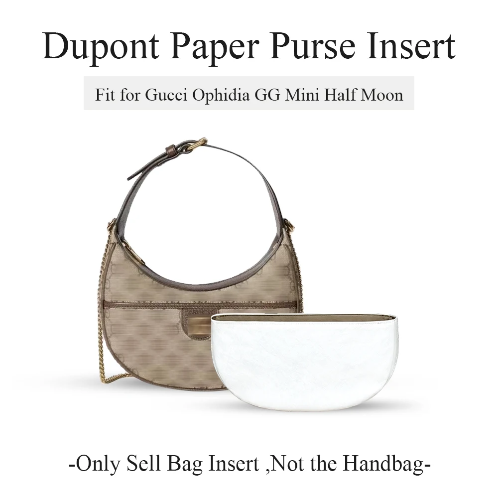 

Dupont Paper Purse Organizer Insert Fit for Gucci Ophidia GG, Mini Half Moon Inner Liner Storage Bag In Bag Inside Organizer Bag