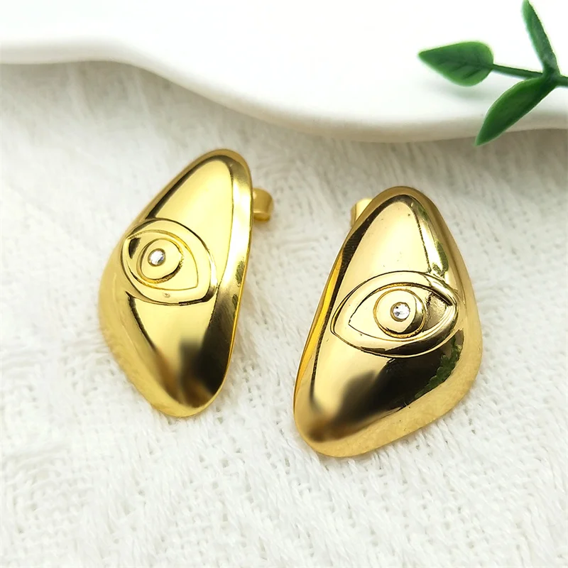 Stainless Steel Evil Blue Eye Crystal Earrings for Women Girls Gold Color Turkish Lucky Eye Studs Earring Jewelry GiftsZZZ1102