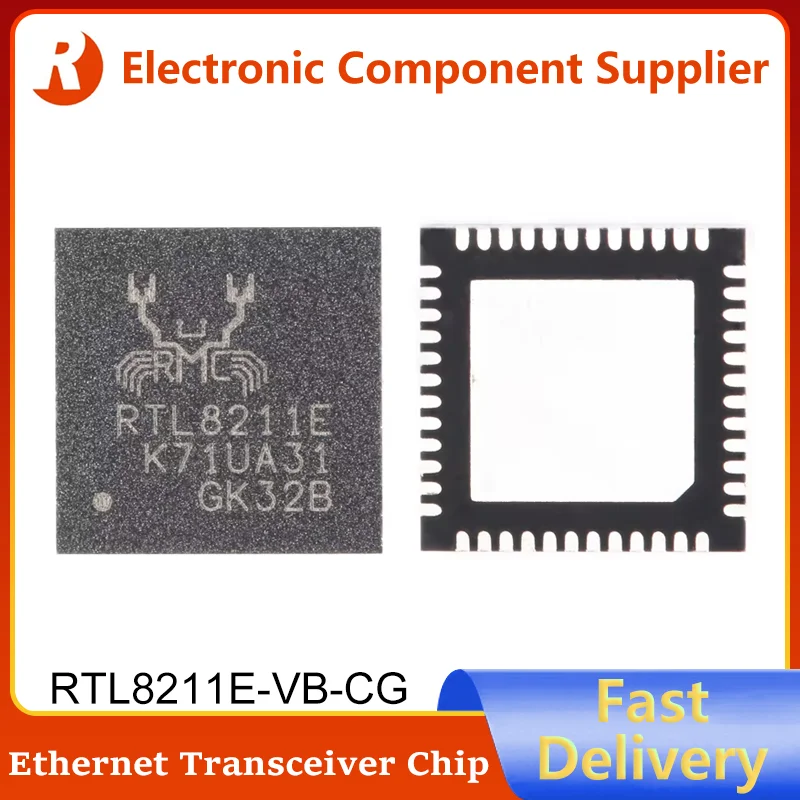 5Pcs RTL8211E-VB-CG QFN-48 100% Brand New Original RTL8211E QFN48 RTL8211 RTL8211E-VB RTL Ethernet Transceiver Controller Chip