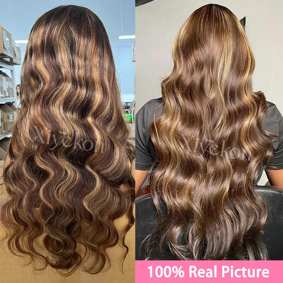 Transparente Highlight Perücke Echthaar Körper Welle 13x6 Spitze Front Perücken für Frauen brasilia nische farbige Ombre Perücke 13x4 Spitze Front Perücke