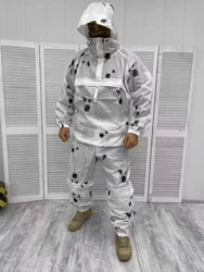 Tático ao ar livre 3d neve branca camuflagem roupas relógio decoração rede ghillie terno caça cego militar