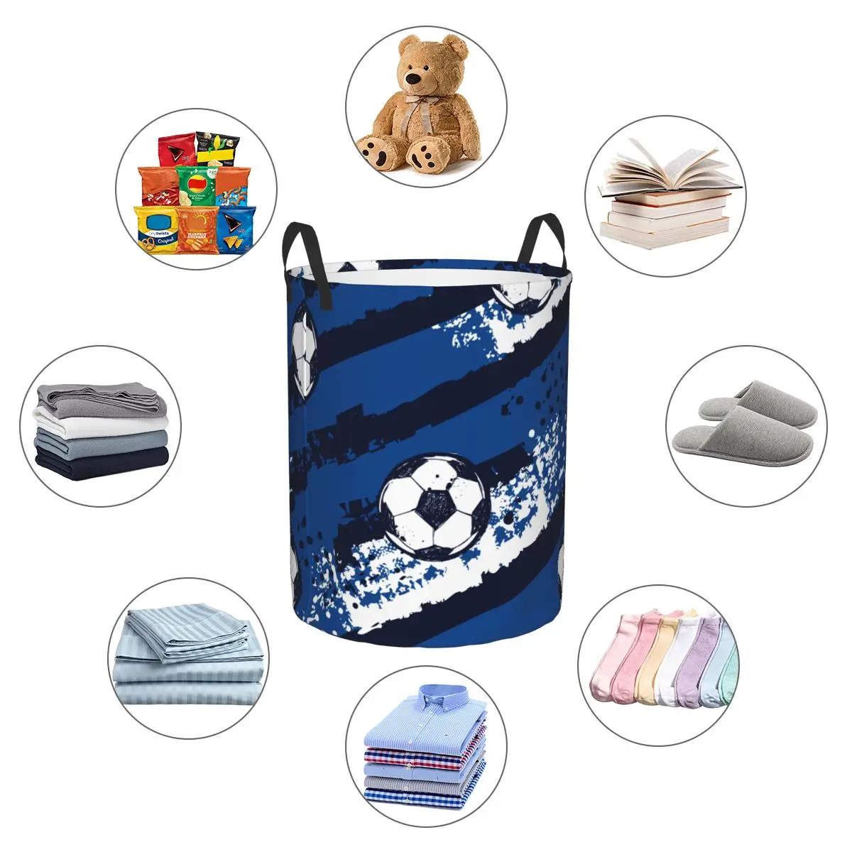 Laundry Basket Grunge Football Cloth Folding Dirty Clothes Toys Storage Bucket Household Storage Basket