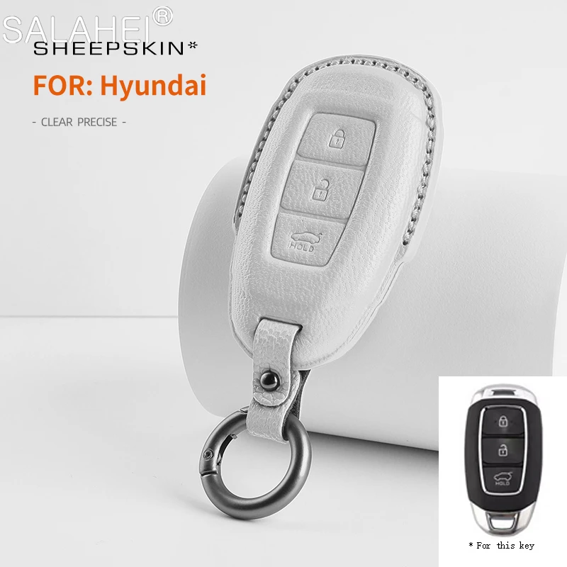 

Goatskin Car Key Case Cover Shell Fob For Hyundai Santa I30 IX35 Encino KONA Solaris Azera Grandeur Elantra Accent Fe Accessory