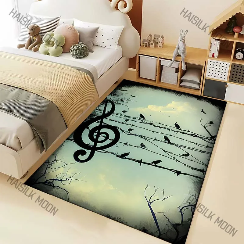 1PC Treble clef barbed wire birds sky Print Carpet for Living Room Bedroom Sofa Home Decor Rus Non-slip Floor Mat Luxury Gift