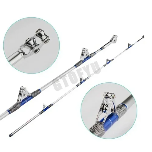 Imagen 2 del producto Caña de pescar giratoria de agua salada de 1,98 M y 2,1 M, 50kg, 2 piezas, caña de pescar en alta mar, caña de pescar para barco de mar con guías de rodillos