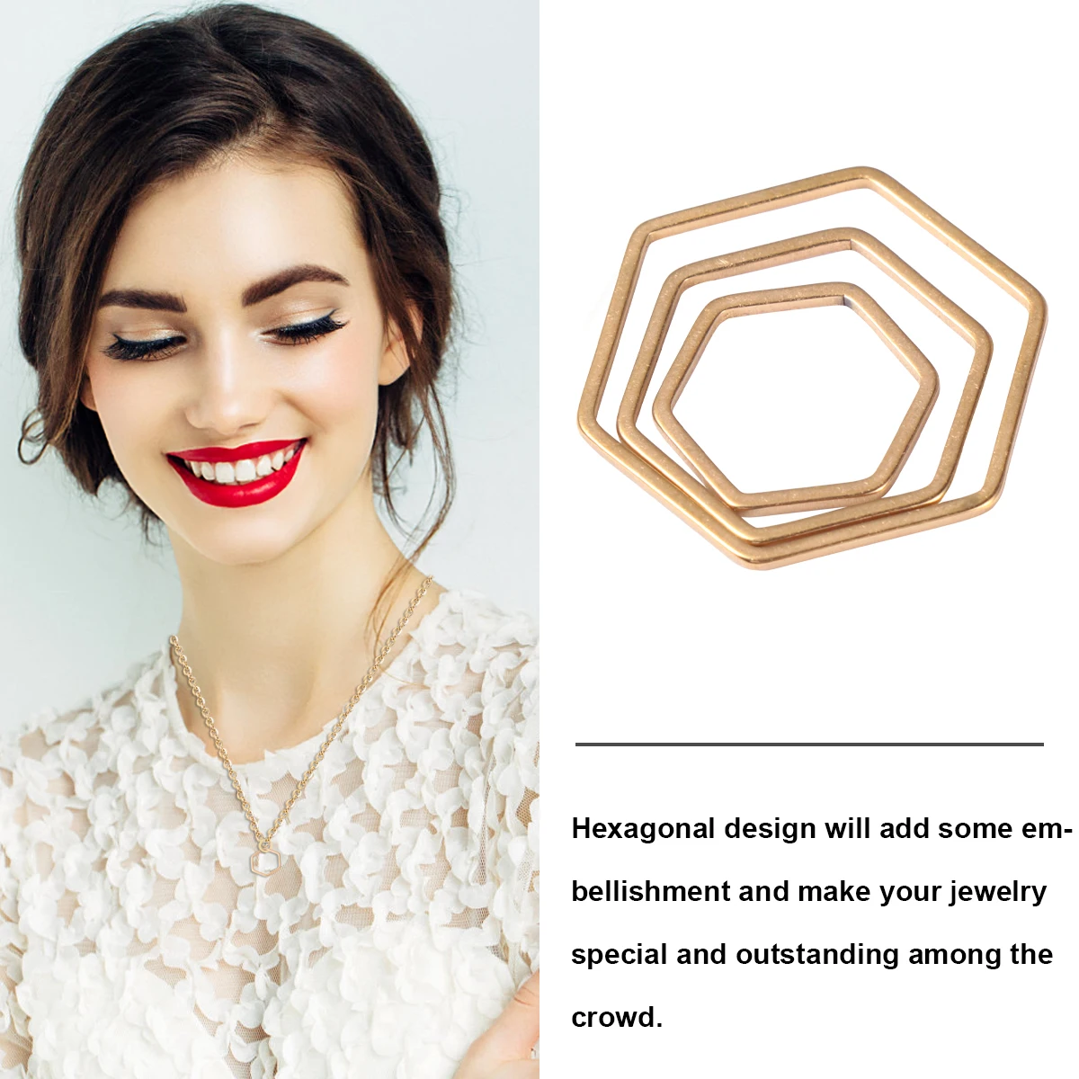 

30 Pcs Hexagon Pendant Necklace Accessory Metal Charms Jewelry Making Supplies Jewelery Decoration DIY