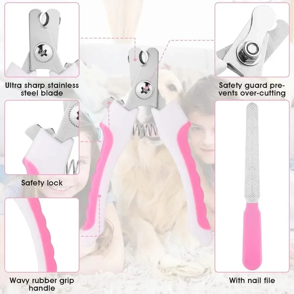 Professional Pet Nail Clipper for Small Dogs Cats - Stainless Steel Grooming Scissors with Nail File Trimmer for Puppy Animal