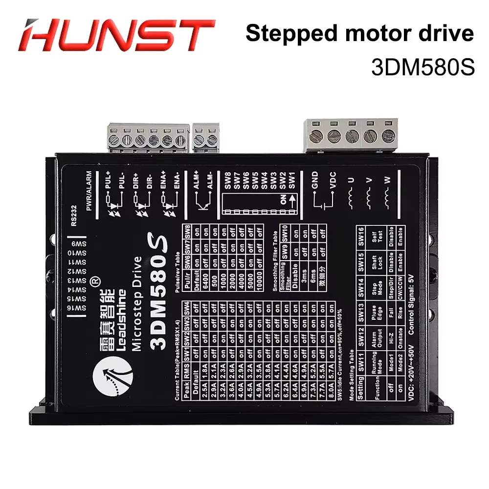 

HUNST Leadshine 3DM580S 3-фазный шаговый драйвер для Nema 23 Nema 34 57 86 Шаговый двигатель Гравировальный станок с ЧПУ.