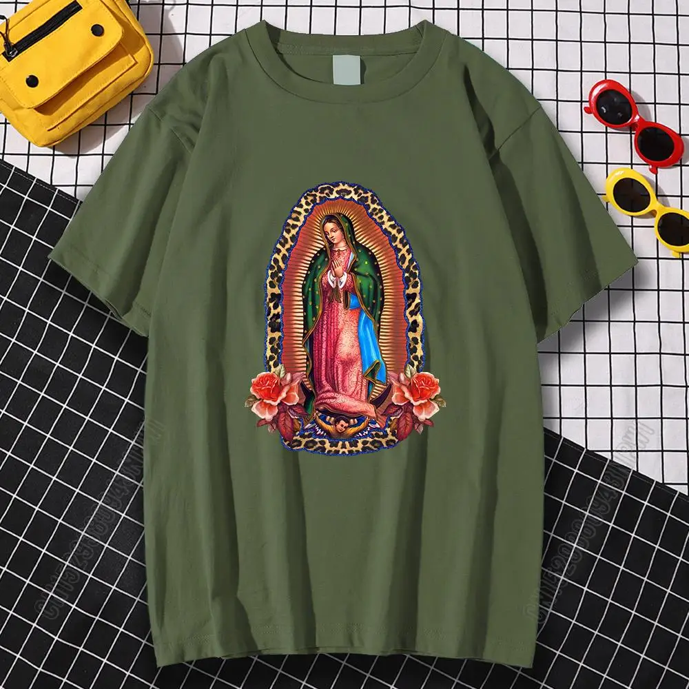 Man Woman T-Shirts Virgin Mary Of Guadalupe Cotton Oversized Tops Hip Hop Loose Streetwear Tee Harajuku Vintage Summer T Shirts