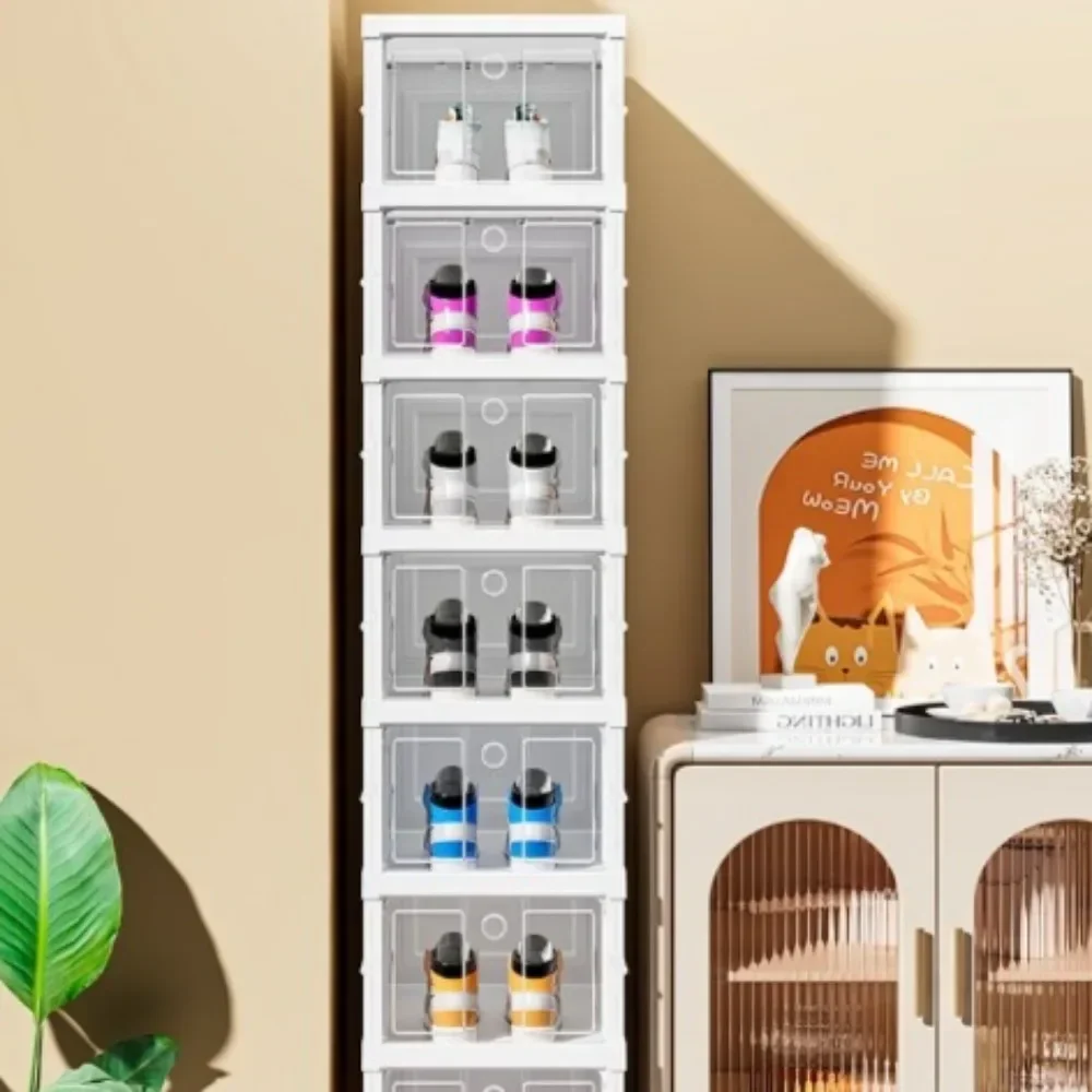 

t Shoe box for shoe storage 6 Layers Shoes Box Foldable Transparent Sneaker Storage Living Room Stackable free combination rack