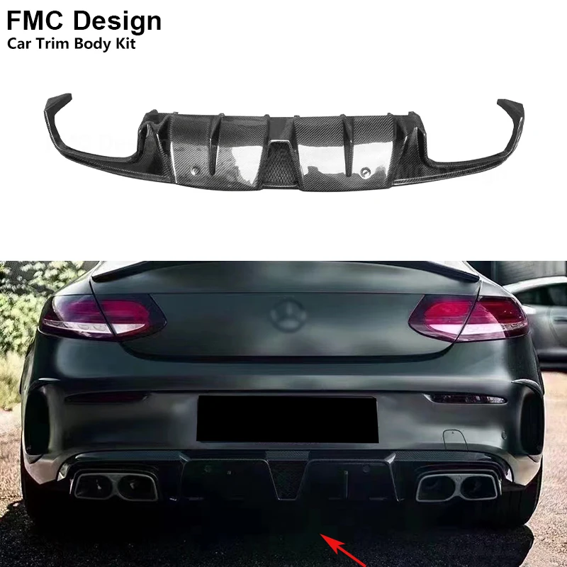 

Carbon Fiber For Mercedes Benz C Class W205 C43 C63 2 Doors Car Rear Bumper Lip Diffuser Spoiler Parts Upgrade Body kit