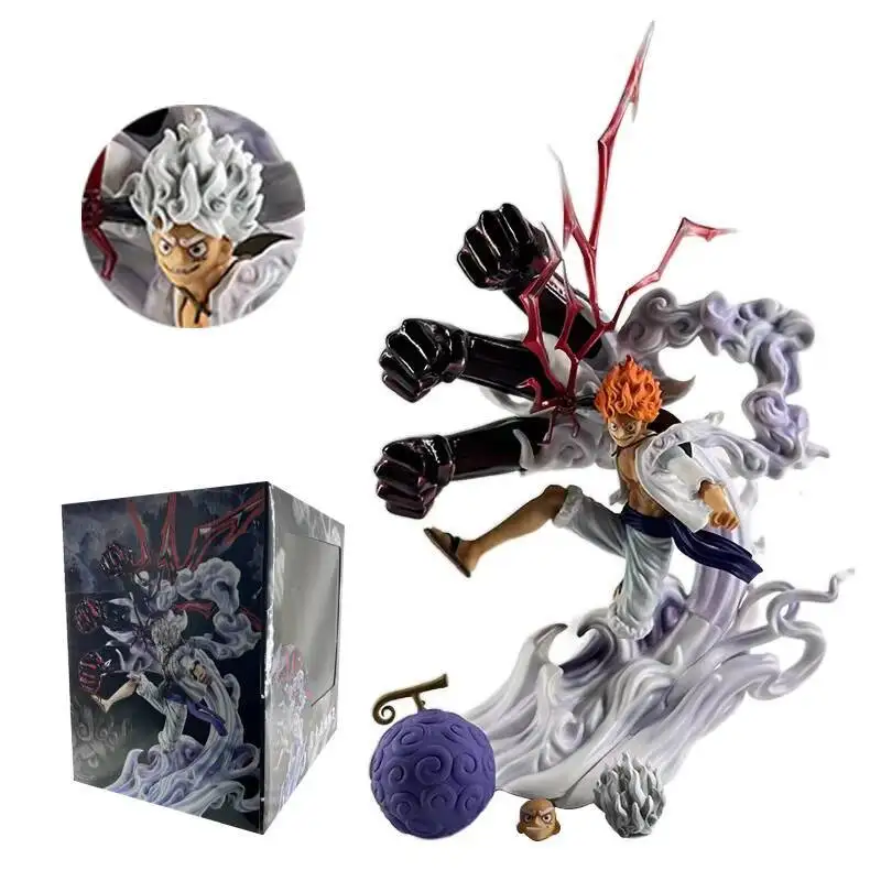 One Piece GK Figurin Anime Model Action Figure Nika Luffy Joy Boy Figur 24Cm Patung Koleksi Mainan Sun God Nikka Figma Boneka