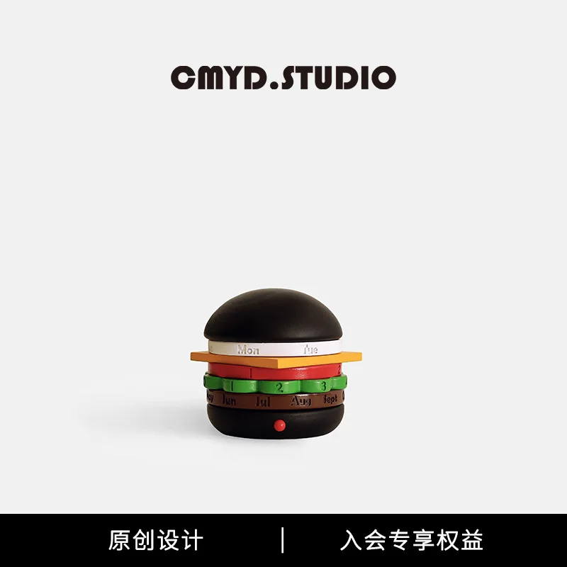 Hamburger Shaped Rotating Perpetual Desk Calendar Creative Gift Bedroom Anniversary Valentine's Day Unique Present for Men Women