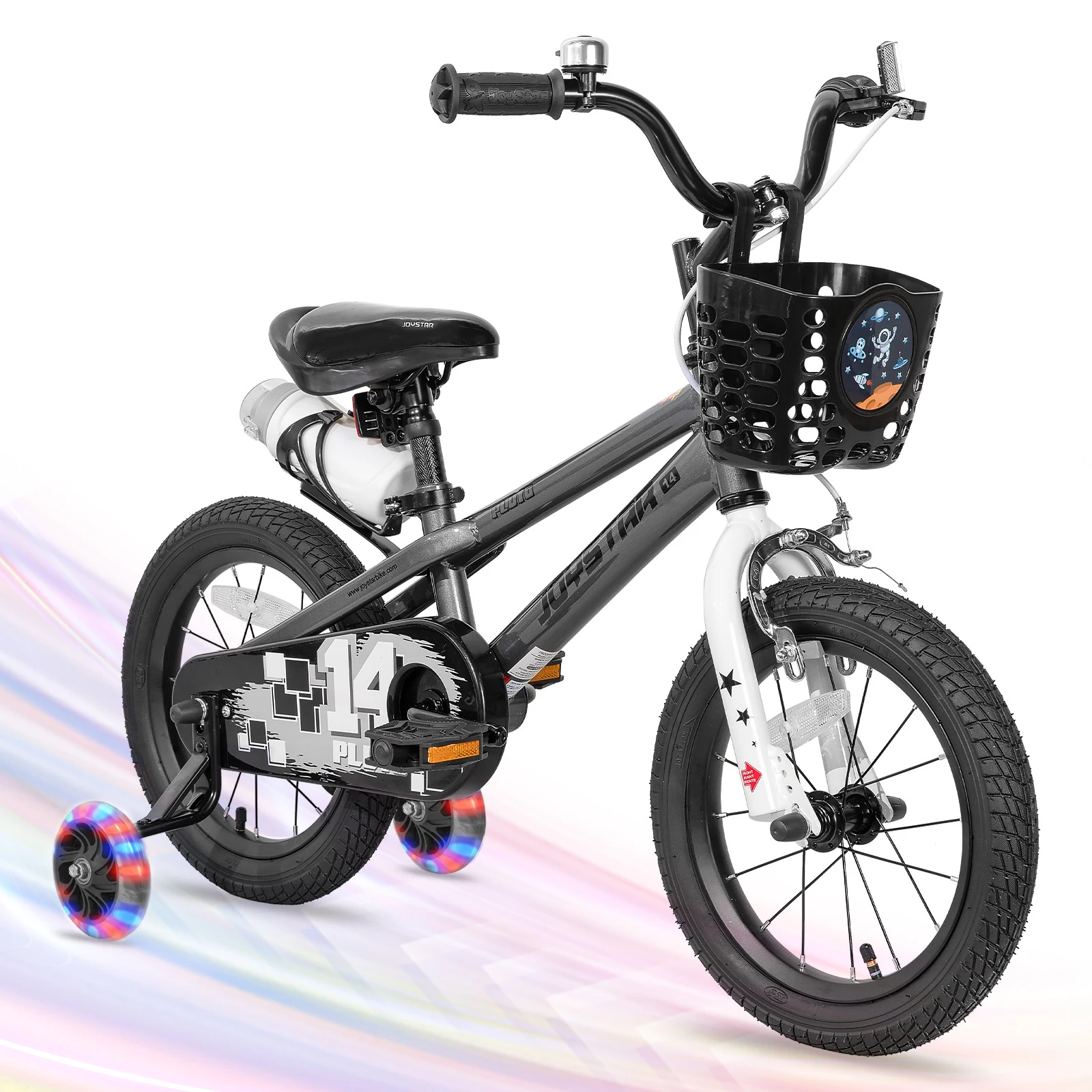 JOYSTAR Pluto Kids' Bike for Boys & Girls Ages 2-7, 12/14/16-Inch Children's Bicycle with Training Wheels & Basket, Cute & Sturdy Multicolor Ride