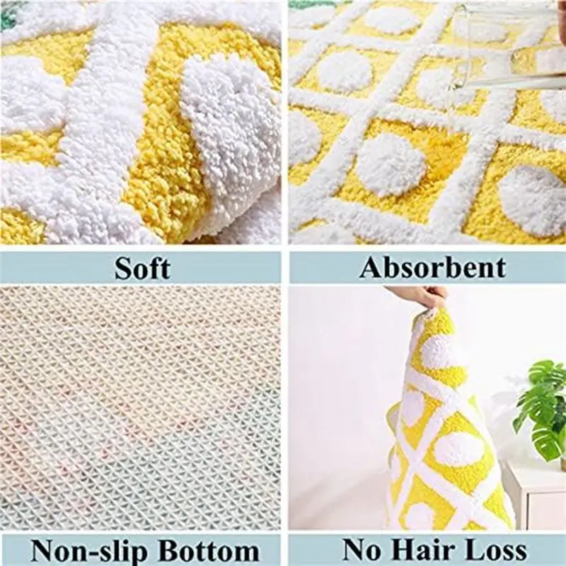 A15F-1 Piece Bathroom Rugs Decorative Kitchen Mat Cartoon Pineapple-Area Rugs Decor Yellow