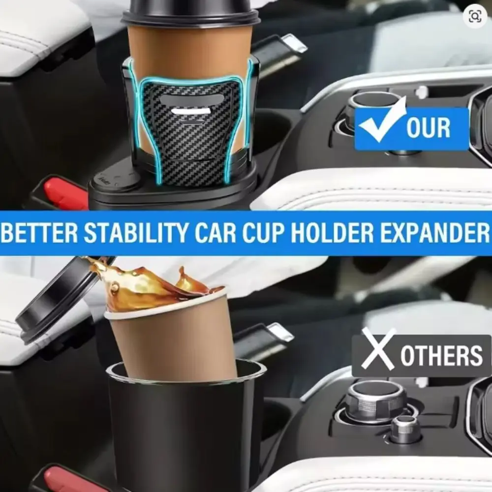 Multifunctional Car Cup Holder Expander 2-in-1 Design Dual Function Auto Drink Holder Expandable Organizer