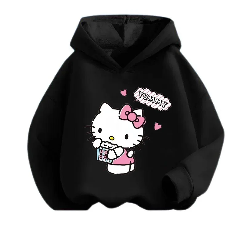 Kawaii Hello Kitty Hoodie Kids Clothes Girls Clothing Fashion Baby Boys Clothes Autumn Warm Sweatshirt Children Tops