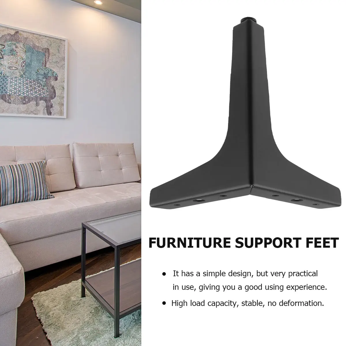 

4 Pcs Furniture Support Feet Durable High Load Capacity Sofa Bed Cabinet Legs Metal Strong Bearing Electroplated Feet Sturdy