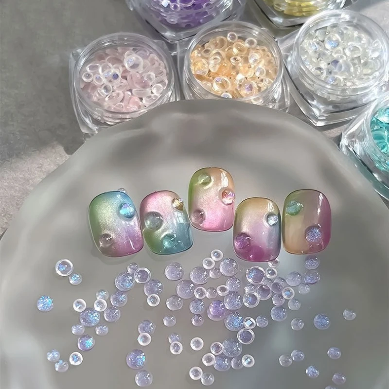 

Mermaid Bead Mini Round Rhinestones Candy Color Crystal Pearl Zircon Nail Jewelry Mixed Aurora Nail Art Symphony Decorations