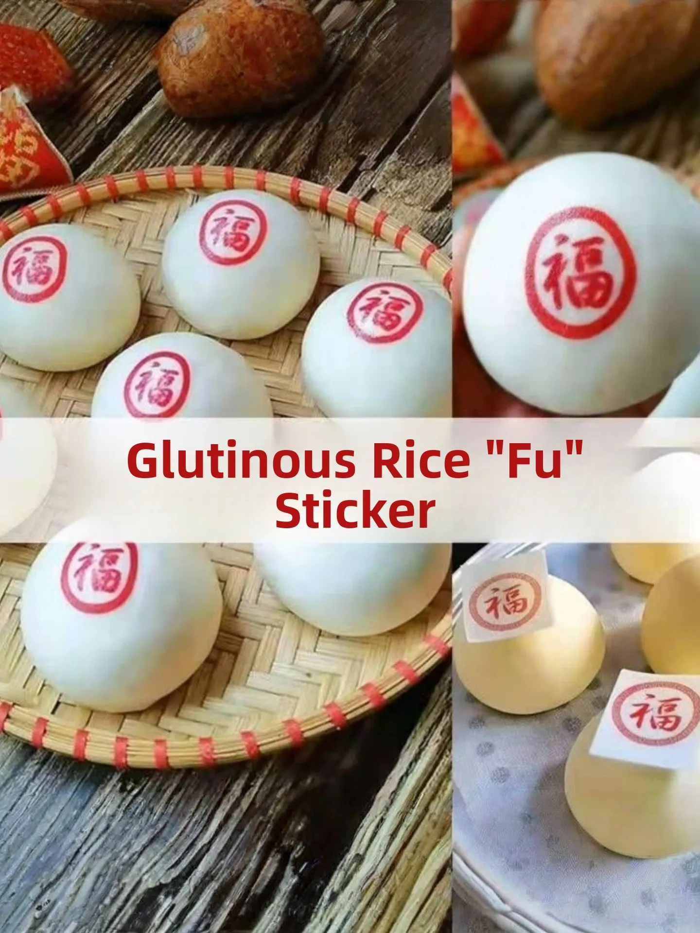 Papel de arroz comestible con el caracter chino 'Fu' para decoración de panecillos, uso en cocina, celebraciones en el hogar y decoración de Año Nuevo