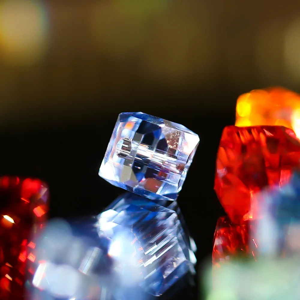 50Pcs 6mm Multicolor Multi Section High Transparency Crystal Iridescent Glass Sugar Beads DIY Handmade Bead Jewelry Accessories