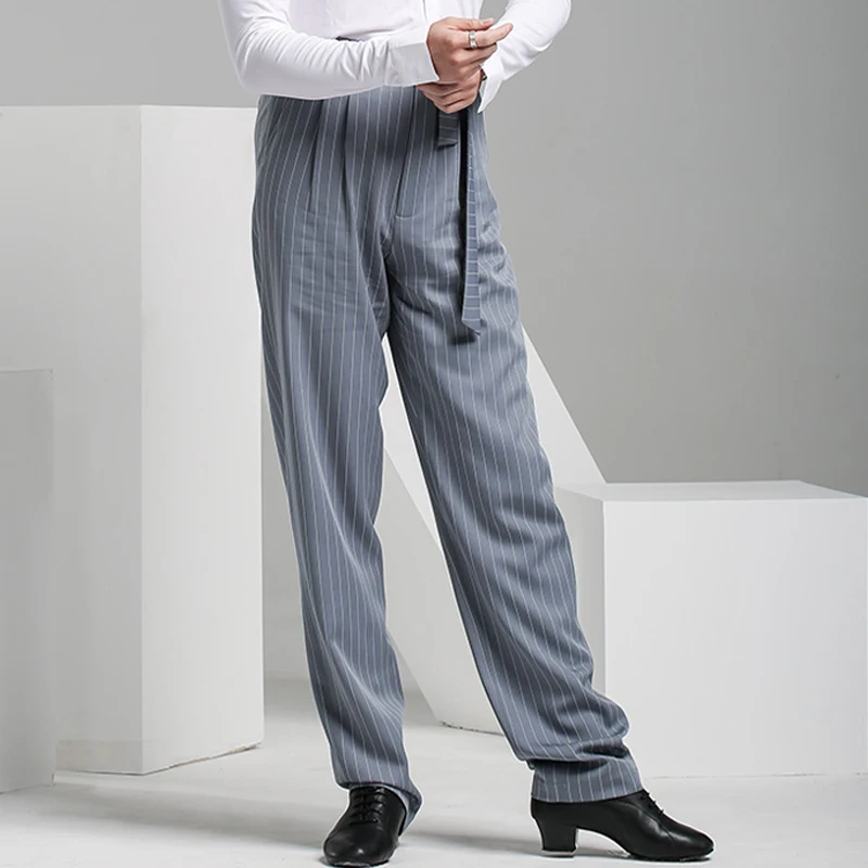 Latin Pants Men Ballroom Practice Wear Performance Costume Tango Dancewear Modern Dance Outfit Stripe Salsa Trousers JL4475