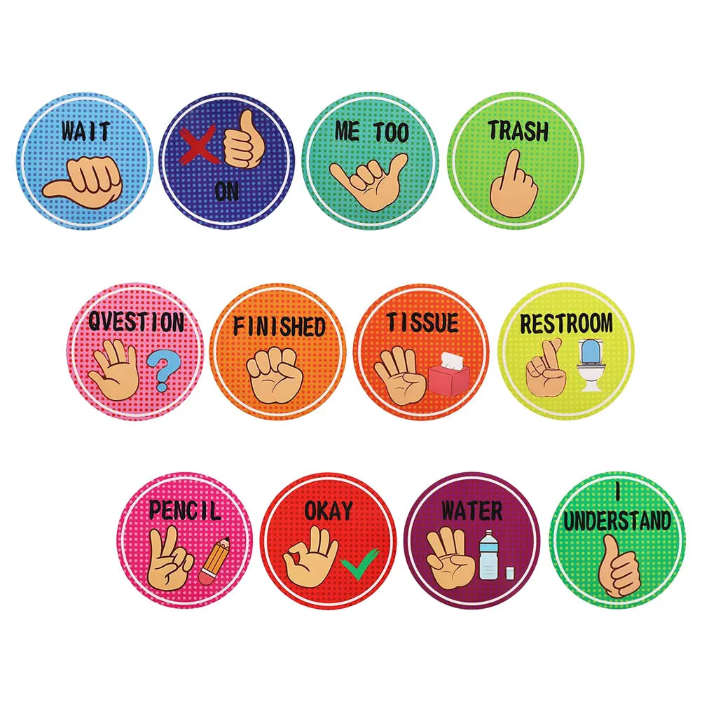 1Set Classroom Hand Signals Posters Bright Nonverbal Communication Visual Cues for Students Functional Bulletin Board Decor in