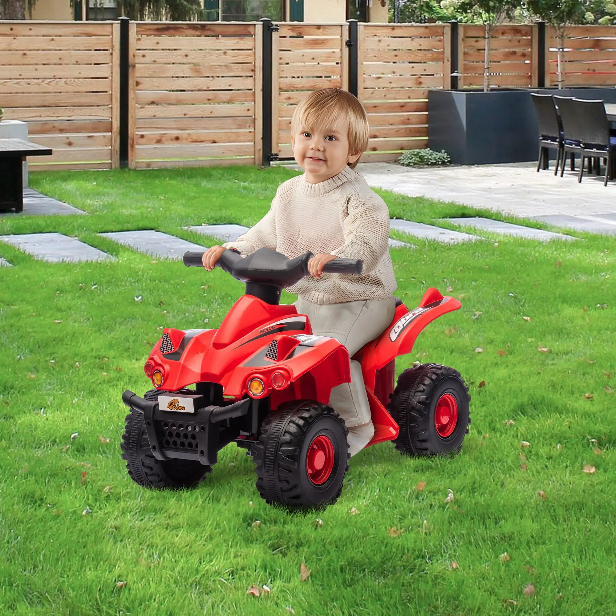 ATV infantil, carro quádruplo infantil de 6 V e 4 rodas, passeio elétrico alimentado por bateria com música para meninos e meninas de 2 a 6 anos, vermelho