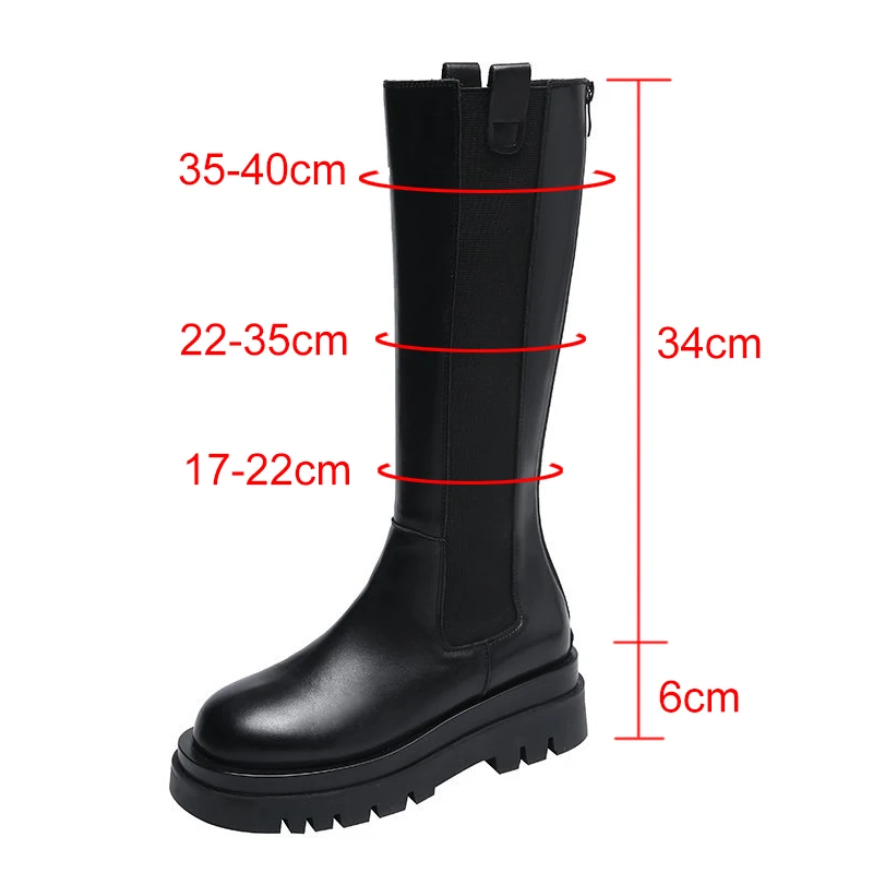 Women\'s High Boots Fashion Woman Non-slip Waterproof Winter Zipper PU Leather Knee High Boots Women Chunky Platform Long Boots