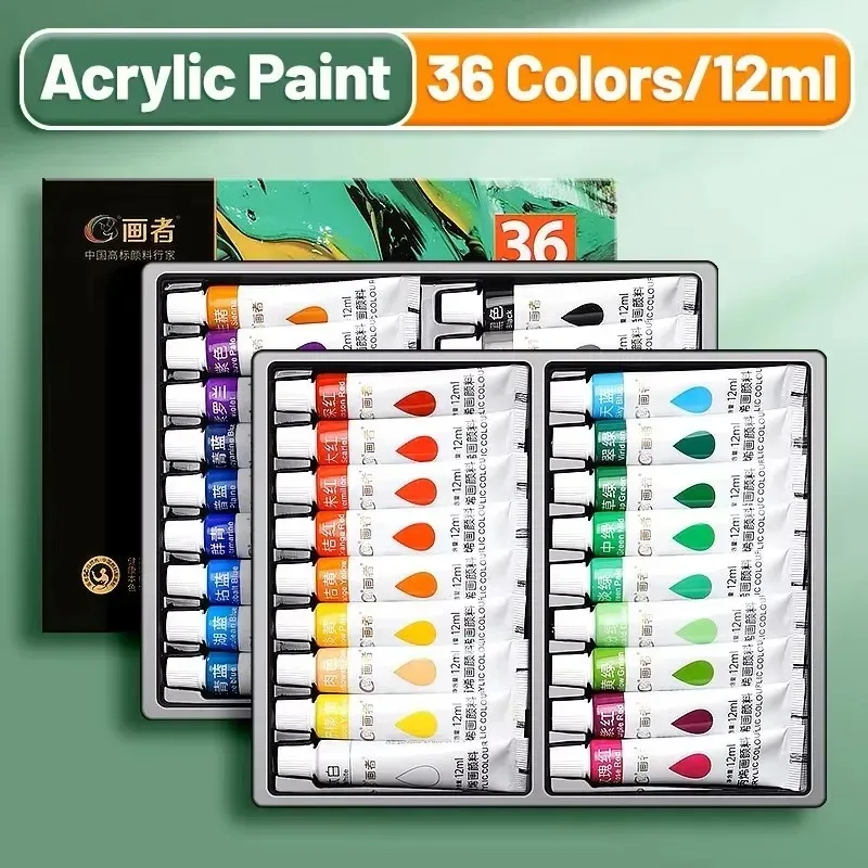 12-36 Colors Acrylic Paint Set 5ml/12ml Water-Proof Portable