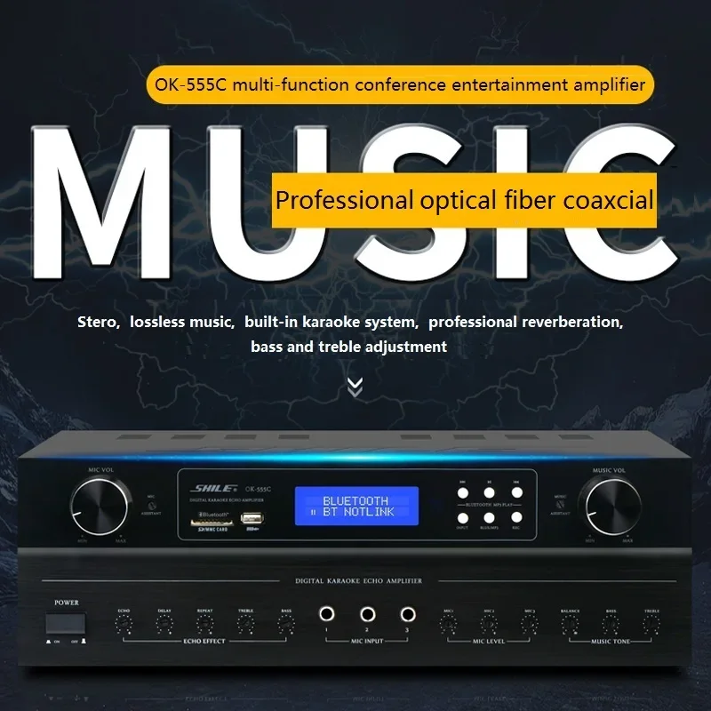 

HI-FI Stereo Audio Karaoke Conference Support Bt Usb Sd Card MP3 WMA FLAC 150W 3 Channel Amplifier