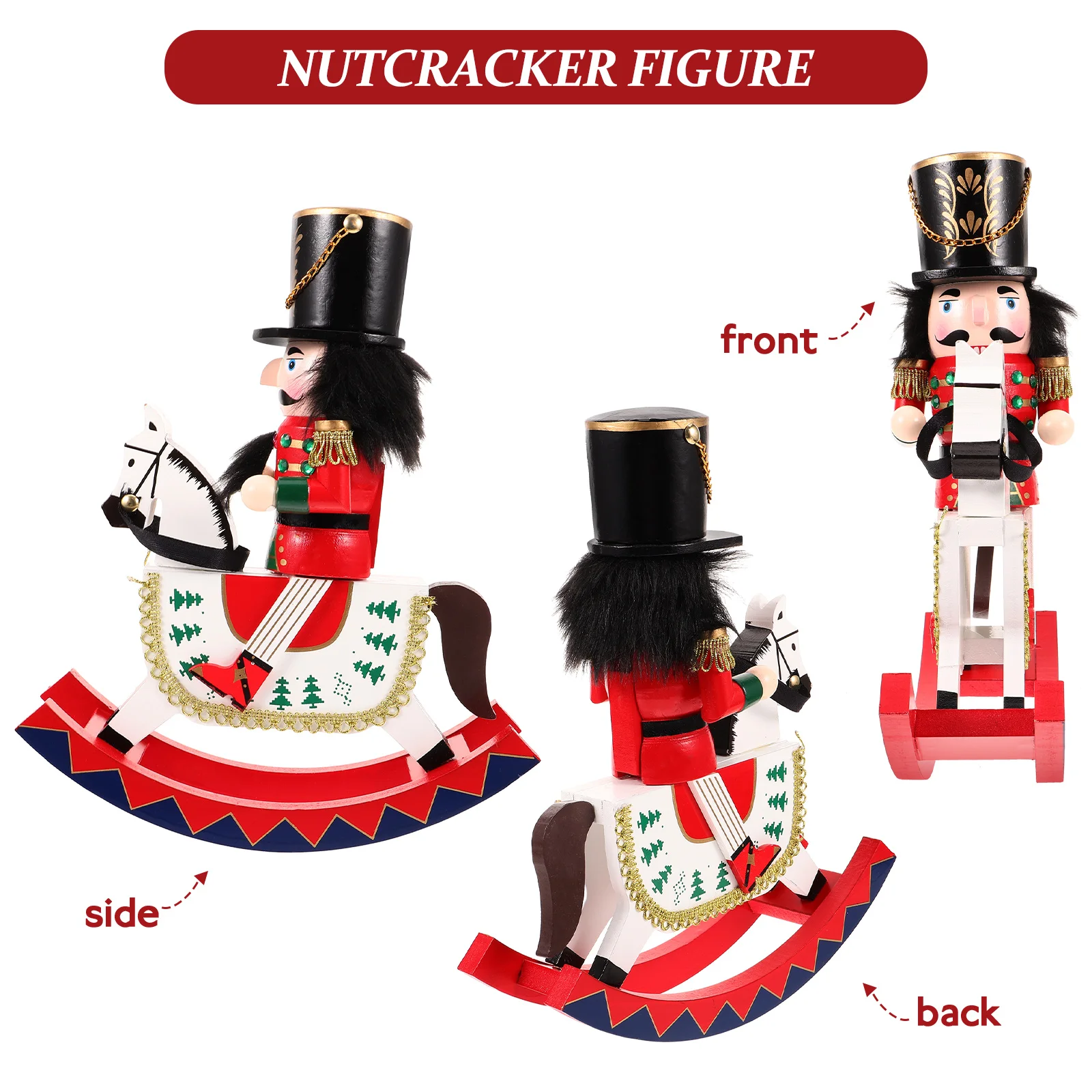 

Christmas Soldier Wooden Horse Nutcracker Decor Home Office Desktop Ornament Wood Craft Xmas Tabletop Decoration Nutcracker