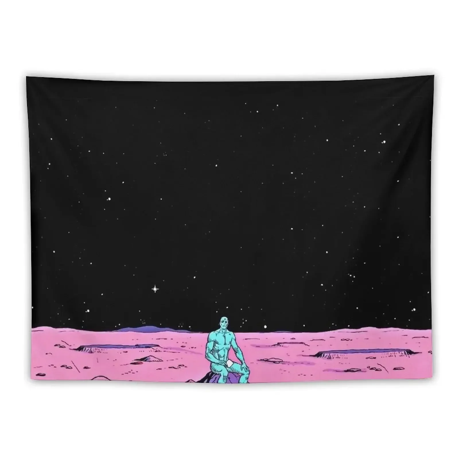 (Fixed) Dr. Manhattan sitting on mars (comic) Tapestry Wallpaper Home Supplies Tapestry