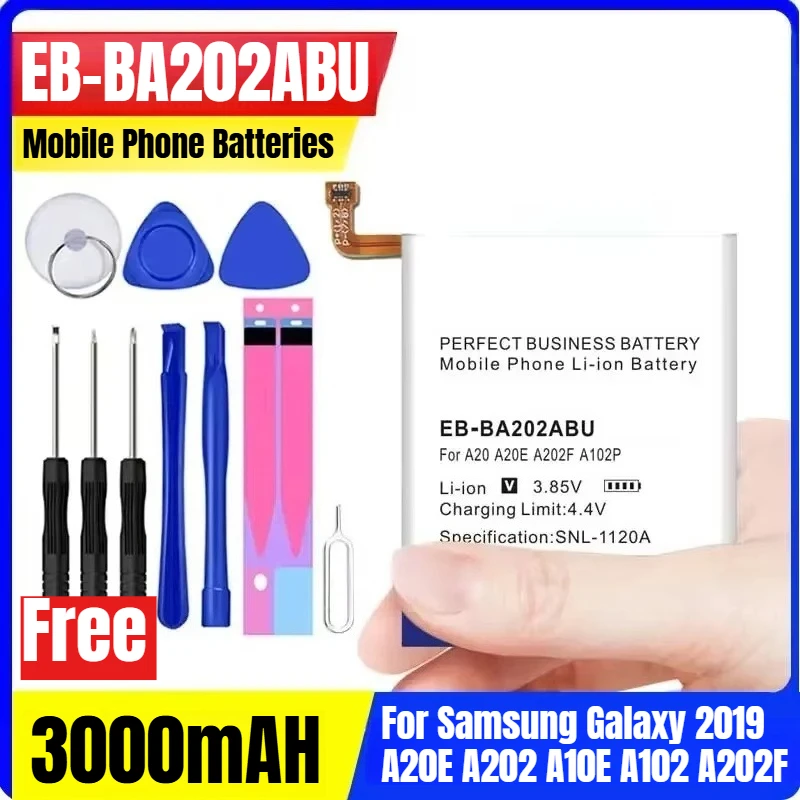 

EB-BA202ABU 3000mAH Mobile Phone Batteries for Samsung Galaxy 2019 A20E A202 A10E A102 A202F