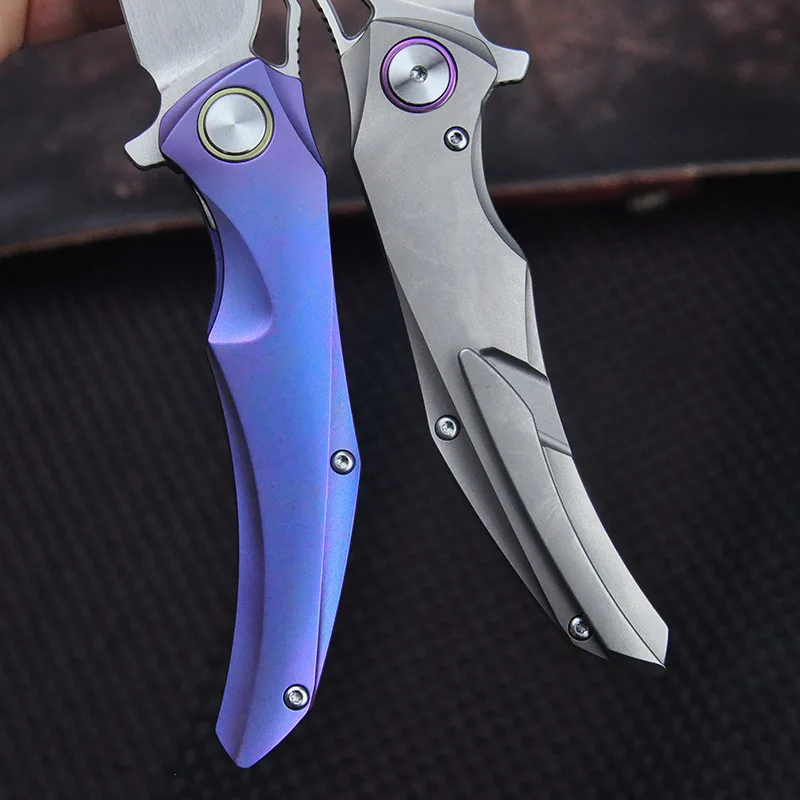 60HRC New M390 Blade Titanium Alloy Handle Flipper Zero Folding Knife Self Defense Pocket Knife for Men EDC Tools