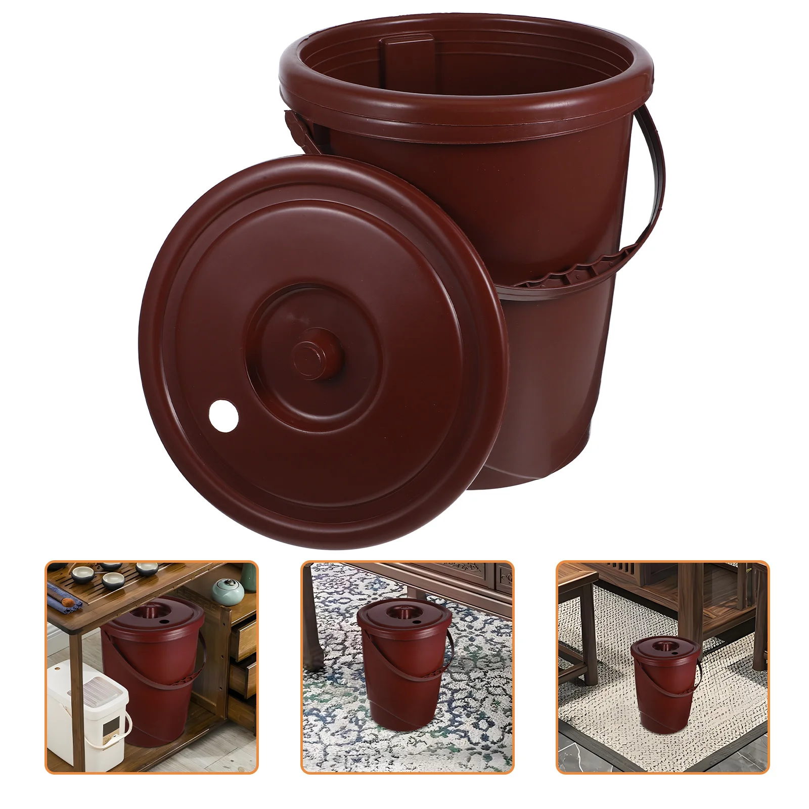 

5L Flip Lid Tea Dregs Bucket Large Capacity Portable Waste Basket For Kitchen Office Bathroom Tea Ceremony Trash Container Small