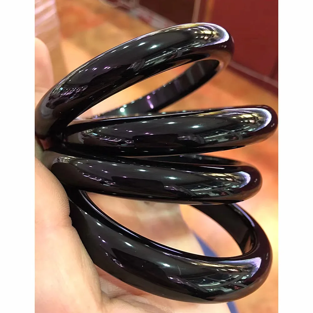 Jadeite Emerald Natural Agate Chalcedony Black JADE Bracelet Temperament Elegant Bangle Handring Delicate Jewelry