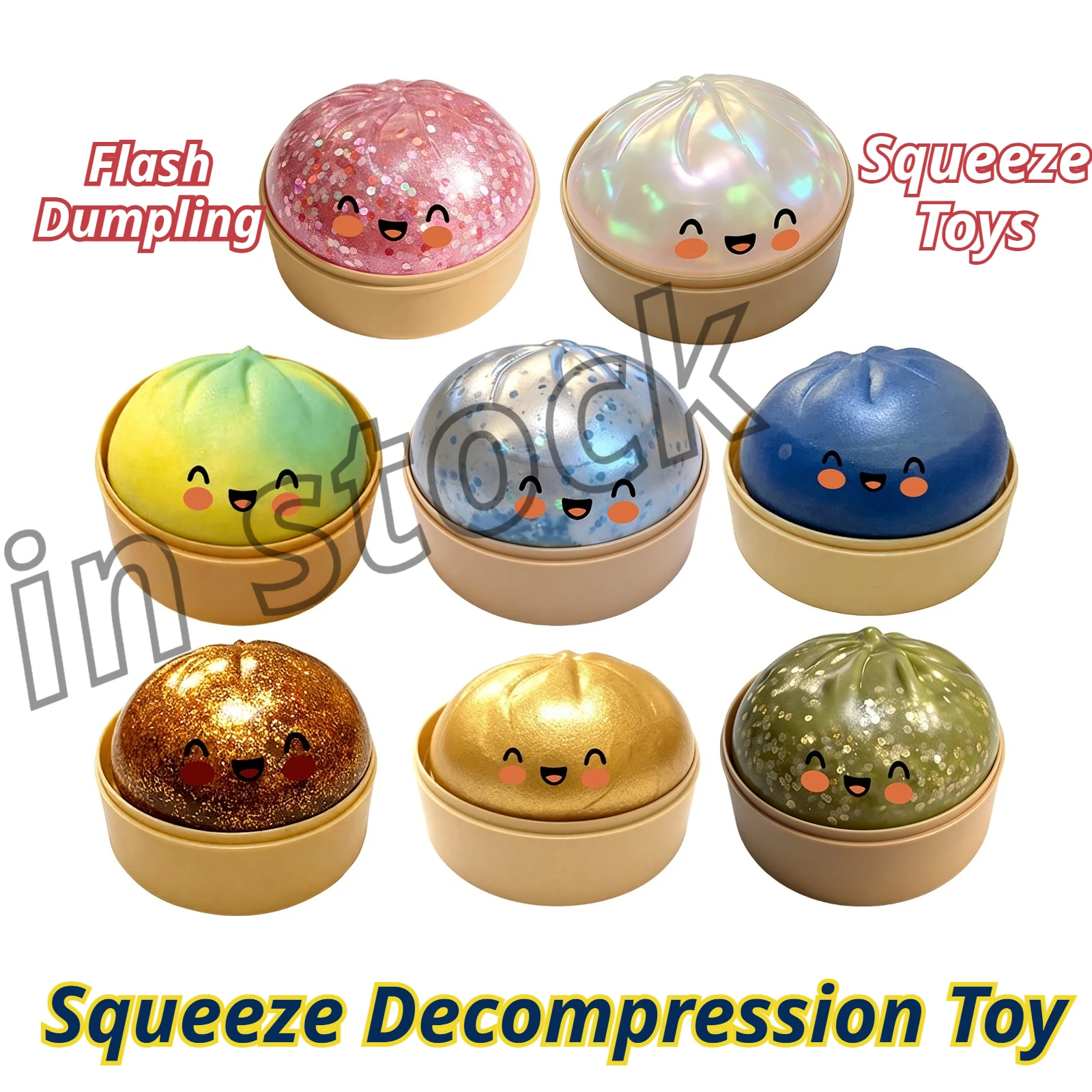 1：1 Needoh Slow Rebound Simulation Flash Dumpling Squishy Toy Soft Squeeze Stress Relief Decompression Ball For Kids And Adults