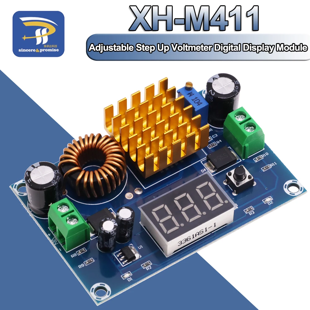 XH-M411 DC 3V-35V do DC 5V-45V moduł konwertera doładowania regulator napięcia regulowany woltomierz podwyższający moduł wyświetlacza cyfrowego