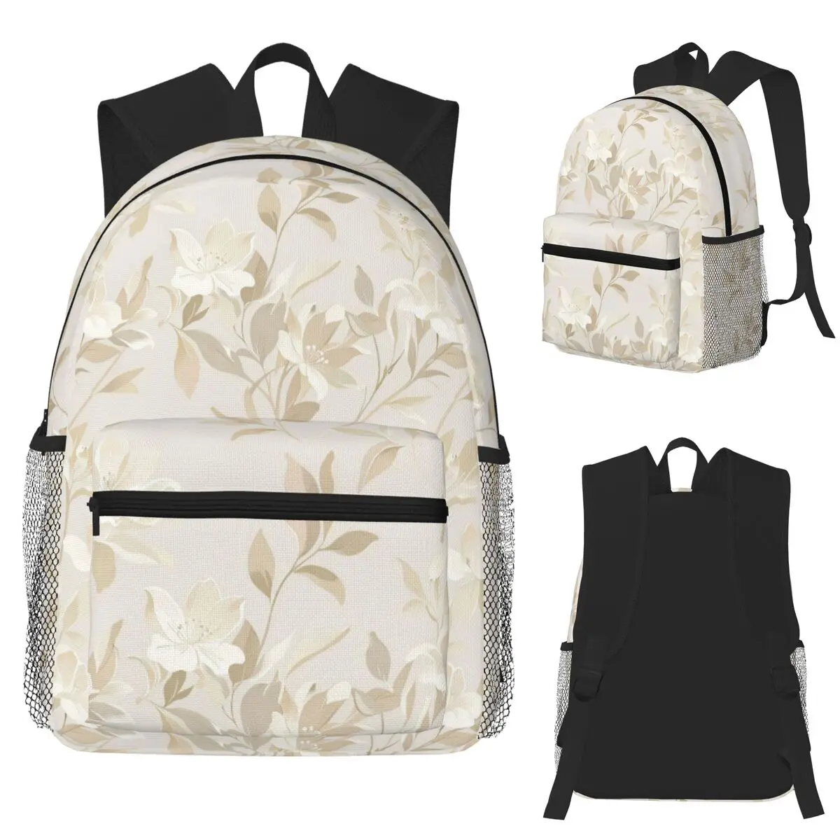 

Cream Flower Student Backpack School Bag Hiking Travel Daypack for Men Women Fashion Bookbag Shoulder Bags